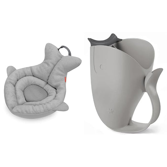 Skip Hop Soft Sink Baby Bath Tub and Rinse Cup, Moby Grey, 0-6 Months