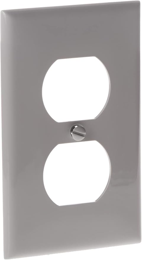 Leviton 80703-GY 1-Gang Duplex Device Receptacle Wallplate, Standard Size, Thermoplastic Nylon, Device Mount, Gray (Pack of 2)