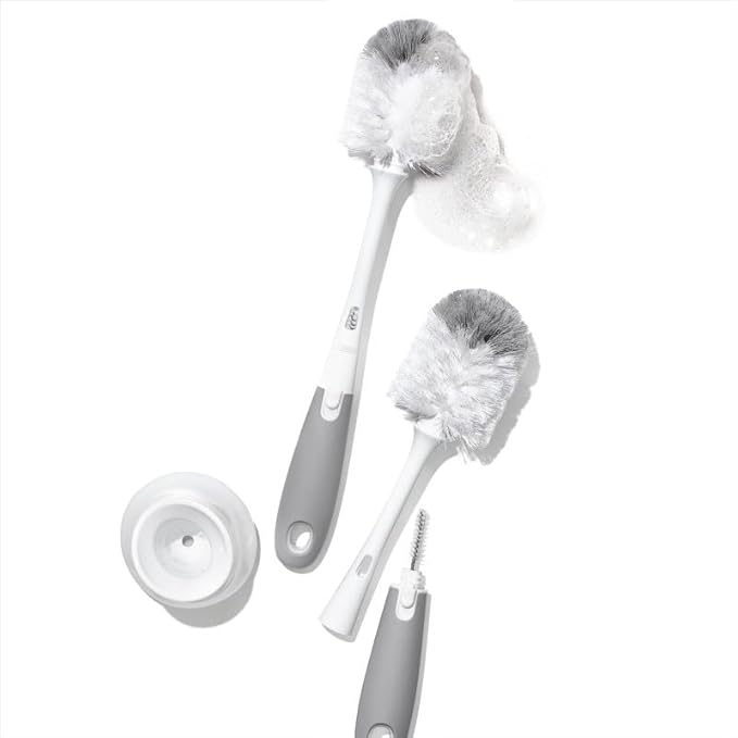 OXO Tot Bottle Brush with Nipple Cleaner and Stand ??Gray, 2-Pack