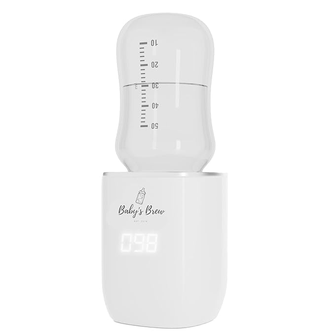 Baby’S Brew Portable Bottle Warmer – Cordless Baby Bottle Warmer for Breastmilk & Formula, Rechargeable Travel Milk Warmer, Leak-Proof, Compact, White, Adapter Not Included