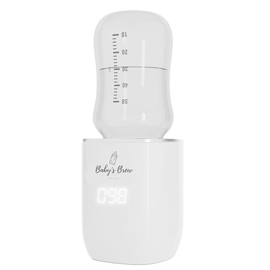 Baby’S Brew Portable Bottle Warmer – Cordless Baby Bottle Warmer for Breastmilk & Formula, Rechargeable Travel Milk Warmer, Leak-Proof, Compact, White, Adapter Not Included