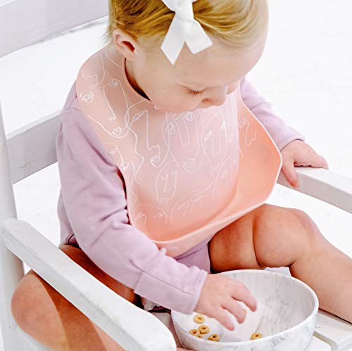 Goobie Baby Silicone Baby Bib with Food Catcher - Adjustable Waterproof Feeding Bib for Babies and Toddlers 4 to 36 Months in Stylish Colors for Girl and Boy - Modern, Soft, Easy to Clean (Motherhood)