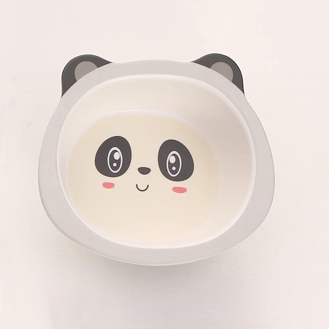 Kids Dinnerware Set Bamboo 5 Pcs with Plate Bowl Cup Fork Spoon (Panda)