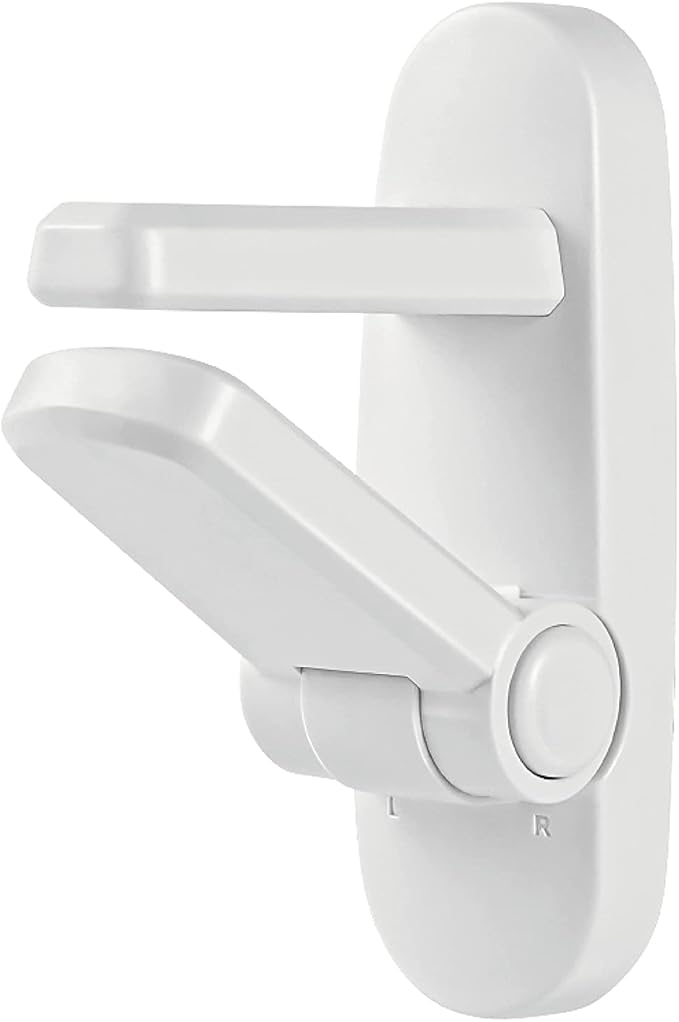 Childproof Door Lever Lock Baby safety locks for doors (2 Pack) Improved door safety for kids, 3M Adhesive No Drilling Child Safety Door Handle Lock. Simple Install, No Tools Needed (White, 2)