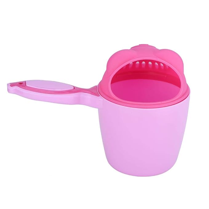 ViaGasaFamido Baby Rinse Cup, Shampoo & Bath Rinser, Wash Hair with 2 Pour Spouts for Protecting Kids Face and Eyes, Pink, 21x10.7x15cm/8.3x4.2x5.9in