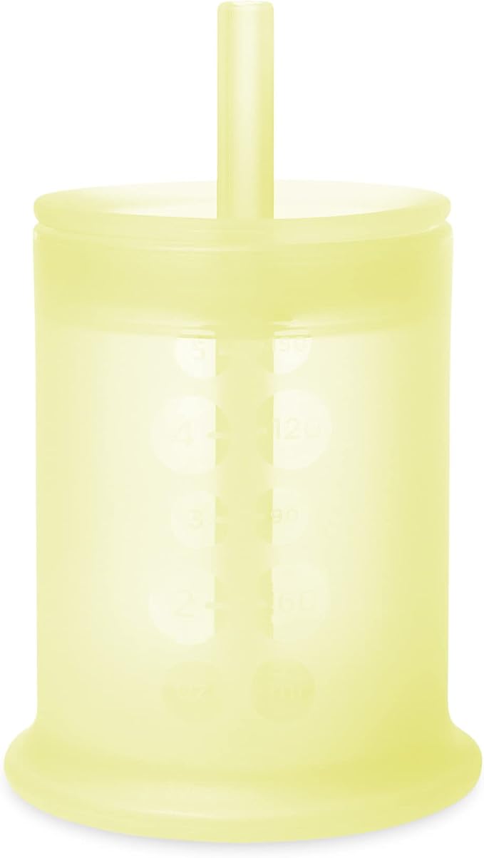 Olababy Silicone Training Cup with Straw Lid Bundle 5oz Lemon + 9oz Lilac