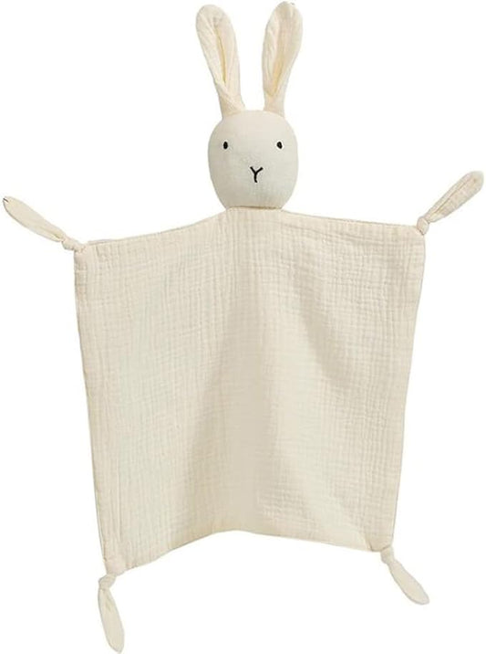 Organic Cotton Muslin Lovey Blanket, Organic Cotton Muslin Bunny Security Blanket Soft & Breathable Lovie Baby Gifts for Boys and Girls