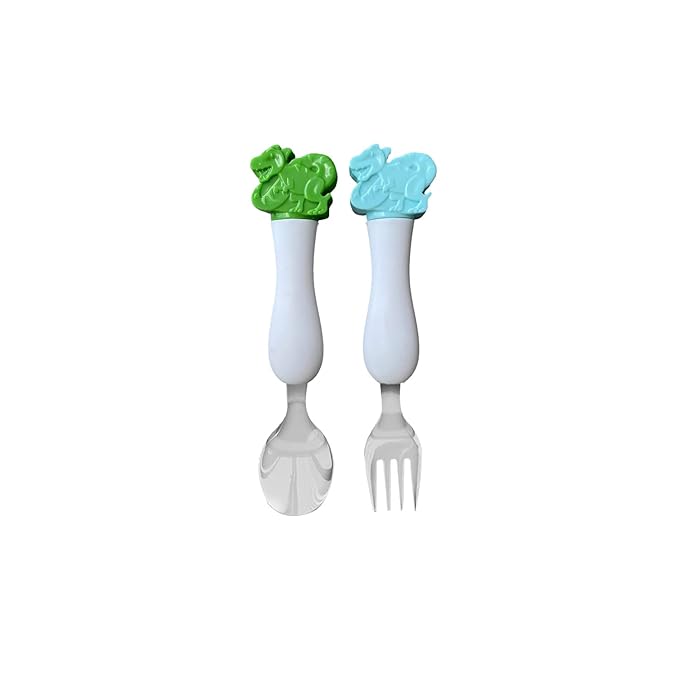 ARI MES - Dinosaur Fork and Spoon Set for Kids, Dinosaur Kids Spoon and Fork Set - Dino Spoons for Toddlers, Dinosaur Utensils for Children, Dinosaur Utensils for Toddlers, Children's Silverware
