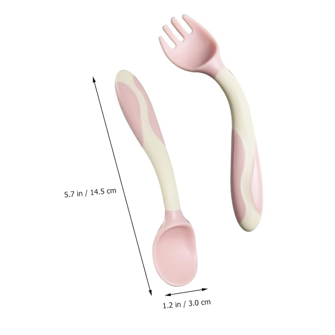 PRETYZOOM 2 Sets Silicone Fork and Spoon Utensils with Flexible Soft Tips Non Slip Handles Weaning Cutlery for Safe and Portable Feeding Tools