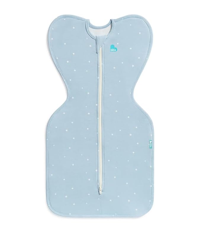 Love to Dream Swaddle Up Original, Arms Up Position, Light and Ultra Breathable Cotton - Wearable Blanket - 1.0 TOG - (20-24°C) Ideal for Moderate Temps, Medium 13-19lbs, Twinkle Powder Blue