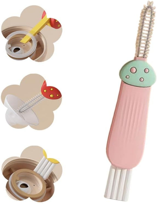 3 in 1 Cup Lid Cleaning Brush, 2024 New Portable Crevice Cleaning Brush Set for Baby Bottle Gap Tight Spaces Cup, Rotatable Cup Lid Cleaner Cup Mouth Scrubber