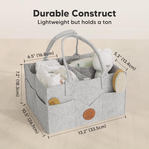 KeaBabies Baby Hair Brush and KeaBabies Diaper Caddy Organizer - Wooden Brush with Soft Goat Bristles, Organizer for Nursery, Cradle Cap Hairbrush