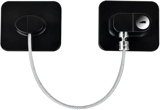 Refrigerator Lock, Child Safety Locks Fridge Lock, Strong Adhesive Baby Proof Refrigerator Lock with Keys for Cabinets, Drawers, Doors (Black)