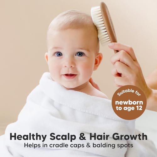 KeaBabies Baby Hair Brush and 3-Pack Baby Swaddle Sleep Sacks - Kids Hairbrush with Soft Goat Bristles - Newborn Swaddle Sack - Newborn Cradle Brush Set
