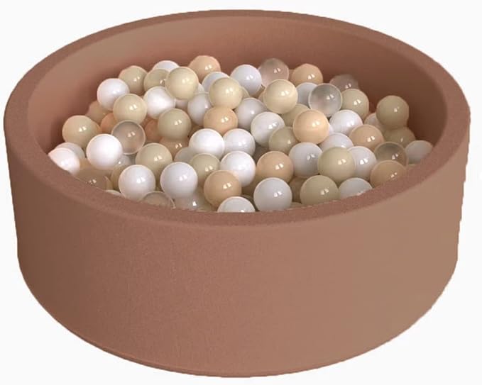 Wonder Space Deluxe Kids Round Ball Pit, Premium Handmade Kiddie Balls Pool, Soft Indoor Outdoor Nursery Baby Playpen, Ideal Gift Play Toy for Children Toddler Infant Boys and Girls (Brown)