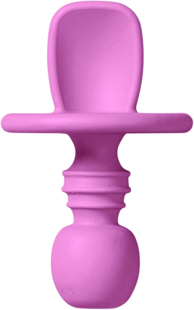 SARO “Nordic” Training Utensil Set: Silicone Ergonomic Spoon & Fork for Baby-Led Weaning & Self-Feeding (Blossom Pink)