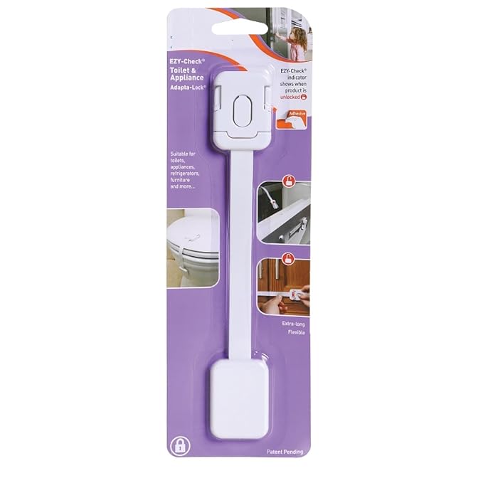 Rocky Mountain Goods Baby Proof Toilet Lock - Extra Large Safety Lock for Toilet, Fridge, Mirrors, Cabinets - Fits All Toilets - Easy See Indicator to Know if Locked - No Tools Install