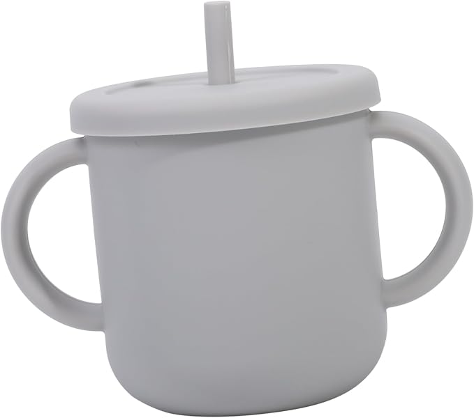 Silicone Straw Training Cup for Drinking Cup with Handles Transition From Bottle to Cup