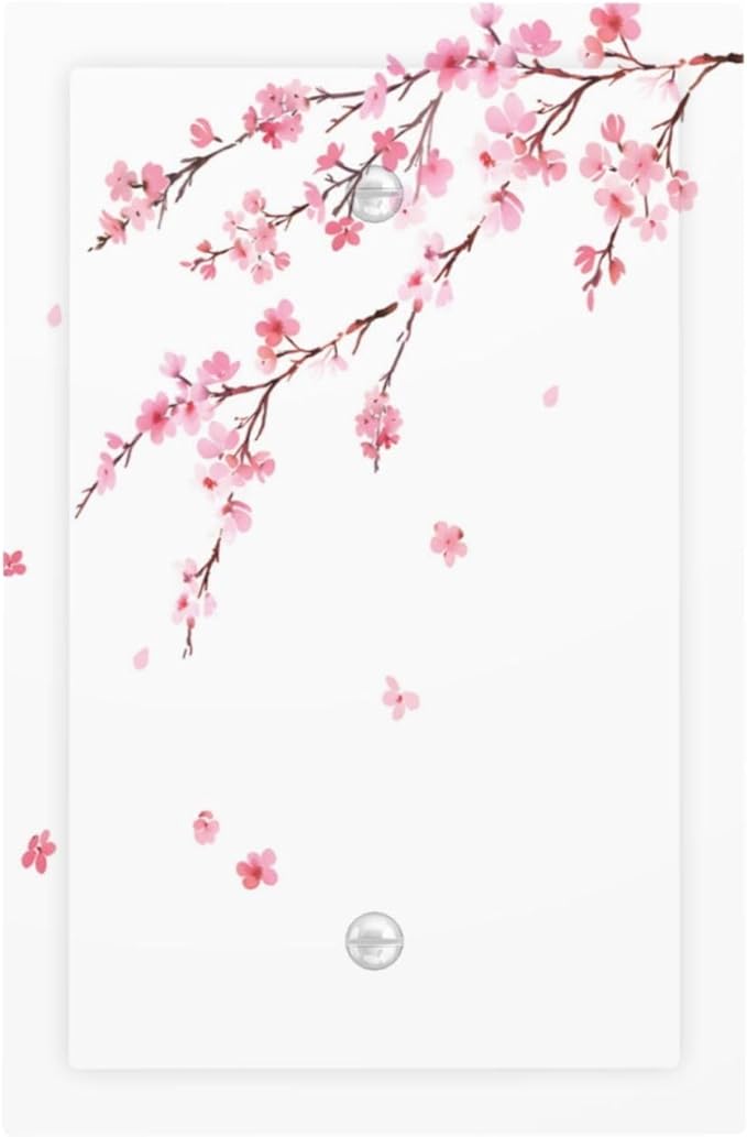 Watercolor Cherry Blossoms Flowers Pink Floral Light Switch Cover Plate 1 Gang No Device Blank Electrical Wall Plates Faceplate Decorative Switch Plate Covers for Bedroom Living Room Decor