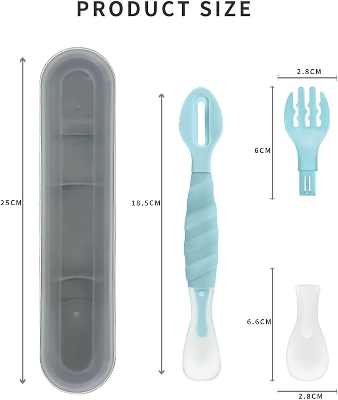 Double Head Baby Silicone Food Spoon ((Aqua Blue)), Baby Fruit Scraping Mud Spoon, Feeding Spoons Training Spoon for Infants, baby led weaning supplies (Aqua Blue)
