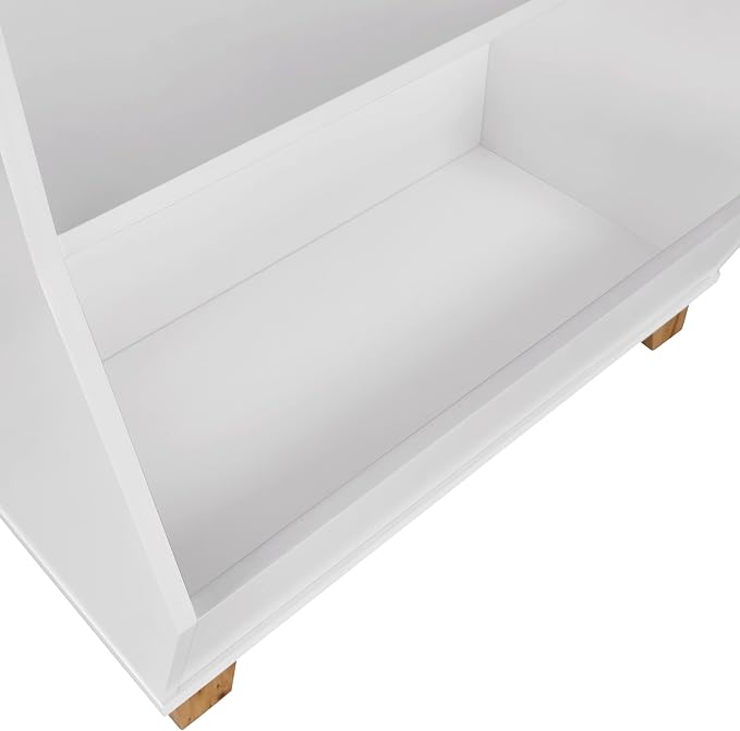 RiverRidge Kids Bookshelf Toy Storage Organizer with 2 Cubbies & Spacious Bin White Playroom Toy Organizer and Cubby Storage