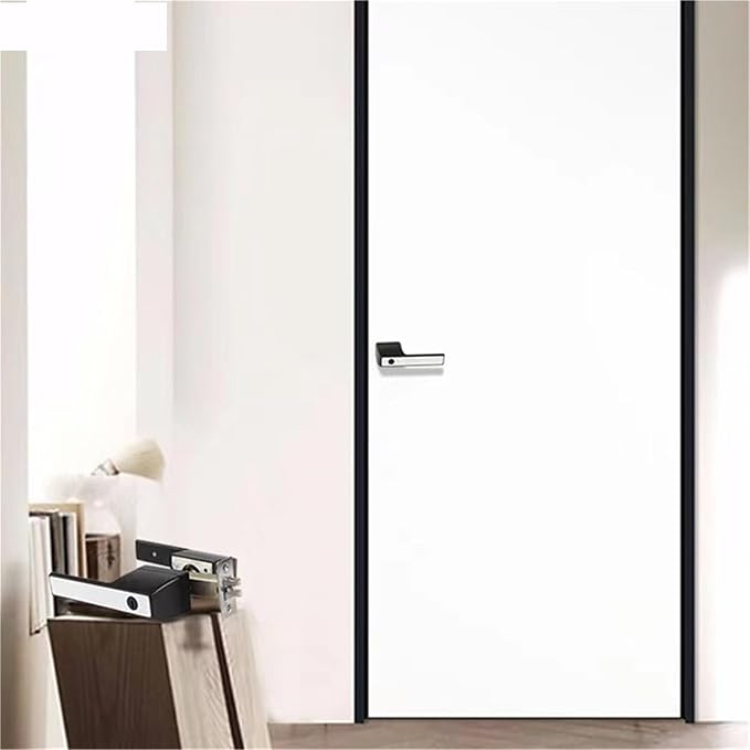 Zinc Alloy Ecological Door Lock Magnetic Suction Mute One Word Lock Modern Minimalist Bedroom Interior Invisible Door Handle 1Pcs(60A1 Black)