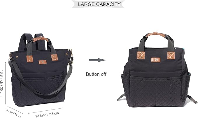 ESVAN Diaper Tote Bag Totepack Backpack Crossbody Bag 3 in 1 for Women Laptop Backpack Multifunctional with Insulated Pockets