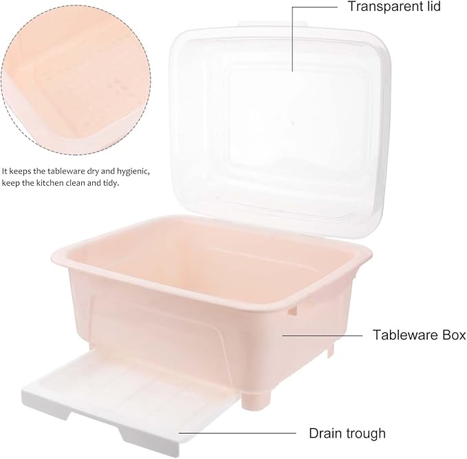 Operitacx Baby Bottle Drying Rack Kitchen Drain Rack Dish Drying Bowl Chopsticks Drainer Holder Dishes Organizer Tableware with Lid Cover for Restaurant Kitchen Home