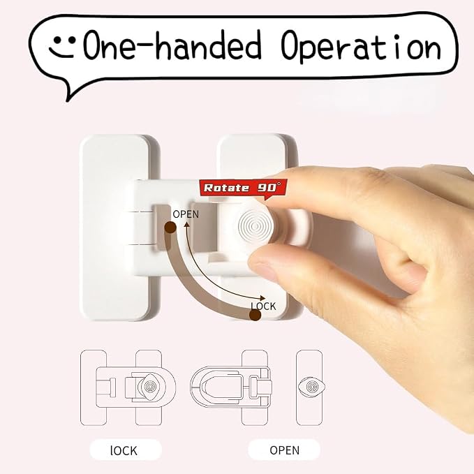 4 Pack Child Proof Cabinet Locks,Baby Proofing Locks for Cabinets, Oven, Freezer & More,Easy to Install, No Drill, Secure Adhesive (White)
