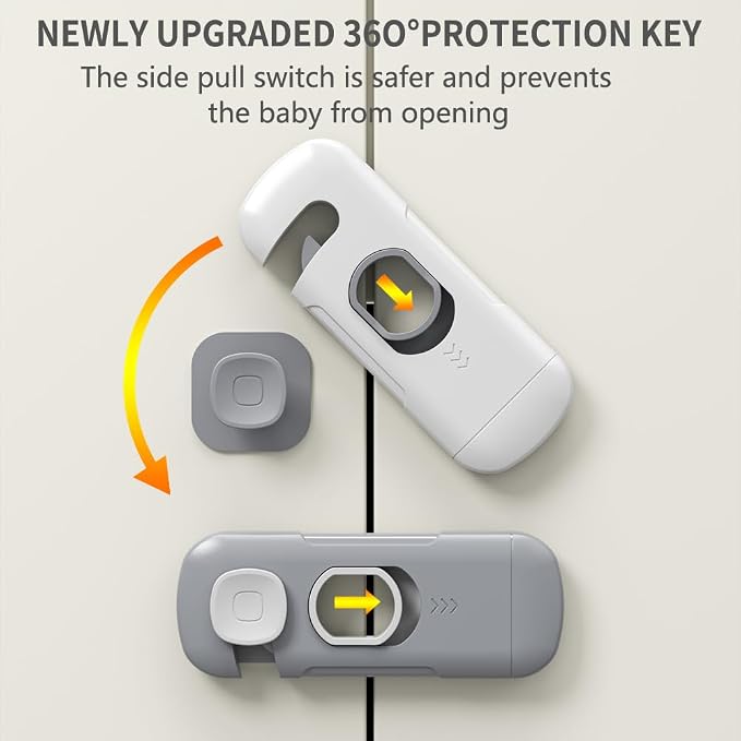 5Pack Child Proof Refrigerator Lock, Fridge Locks for Kids,with Adhesive,Child Safety Locks for Doors, RV Refrigerator, Oven Lock Child Safety Baby Cabinet Locks (Green, 5 Count (Pack of 1))