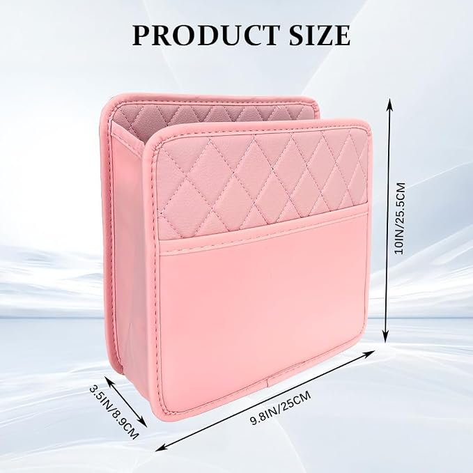 Car Seat Back Organizer, Car Organizers and Storage, PU Leather Vehicle Backseat Hanging Pocket, Automotive Accessories Multi-Pocket Storage Box Organizer Fit for Most Cars (Pink, Style 1)