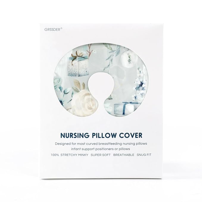 GRSSDER Nursing Pillow Cover, Stretchy Soft Minky Fabric Covers, Fit Most Nursing Support Pillows for Breastfeeding, Comfortable Safe Pillow Cover
