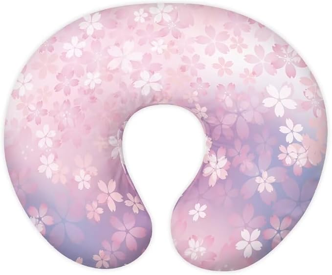 Nursing Pillow Cover for Baby, Comfy Removable Breast Feeding Pillow Cover, Pink Cherry Blossom Nursing Pillow Cases Fit Standard Nursing Pillow