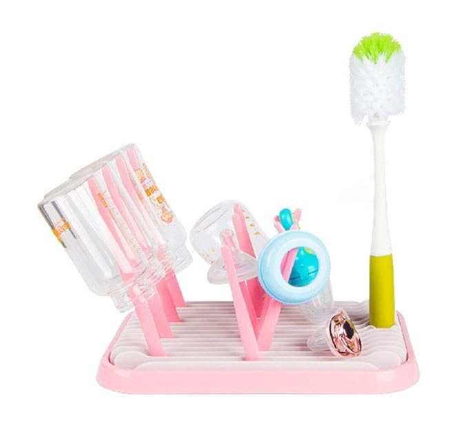 Baby Bottle Drying Rack Dryer Space Saving Travel Holder for Pump Cup Accessories(Pink)