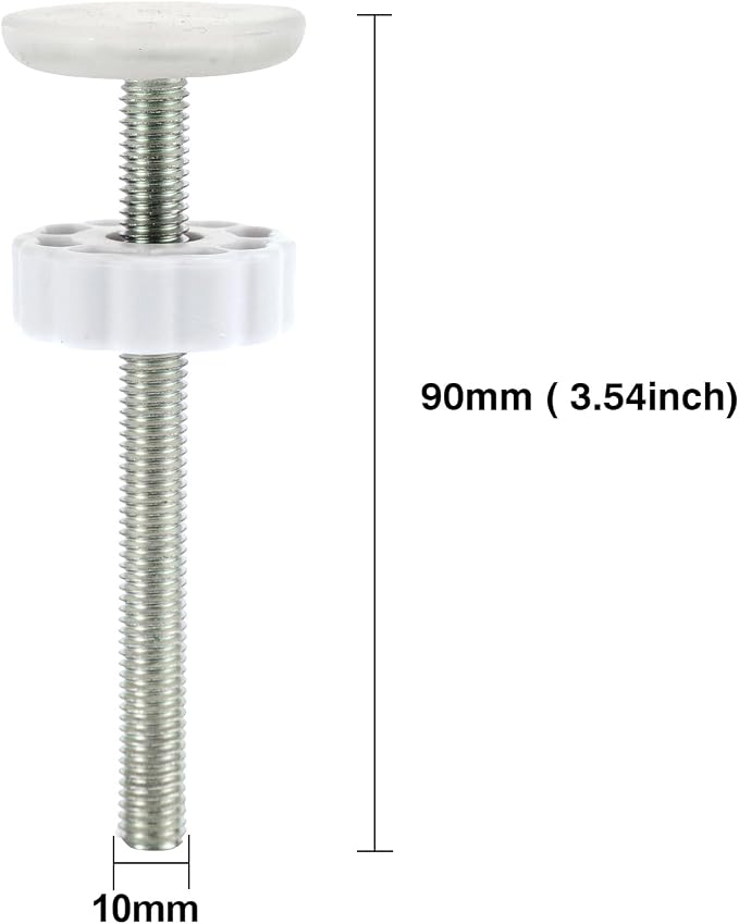 Pet Gates Spindle Rods 10mm(M10) - Replacement Parts Threaded Screw Bolts Hardware Kit Wall Protector for Baby Pressure Mounted Safety Door & Pet Stair Gates (White, M10 9CMLong)
