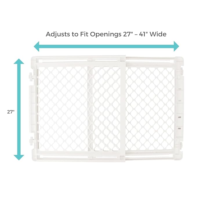 Toddleroo by North States - Stairway Secure Baby Gate: Plastic Baby Gate for Stairs & Doorways - Adjustable Indoor Safety Gate - Made in USA - 27 to 41 Inches Wide - 27 Inches Tall - Ivory