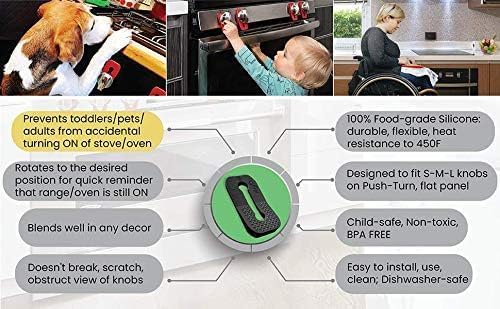 2025-26 Mom's Choice Winner- Gas Stove Knob Locks Thick Gray Silicone Stove Knob Safety Covers for Toddlers Pets - Child Proof Universal Size Knobs - Baby Proofing Protectors for Electric Stoves- 5Pcs
