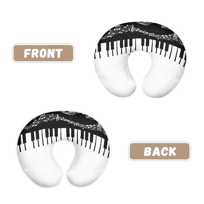 Removable Breathable Breastfeeding Pillow Slipcover for Bottle Feeding Fit Standard Nursing Pillows,Piano Keys Music Symbols