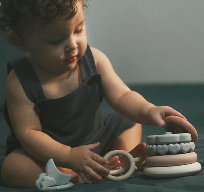 Moonkie Stacking Baby Toy, Eductional Soft Teething Toy with 7 Piece