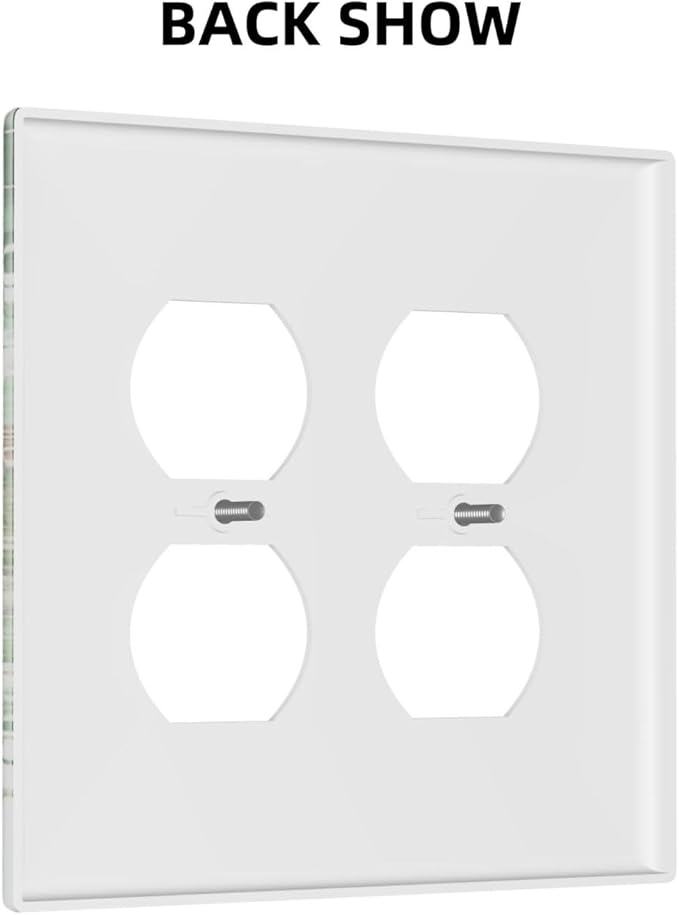 Tropical Leves Safari Animals Giraffe Elephant Zoo Outlet Covers 2 Gang Double Duplex Decorative Light Switch Covers Electrical Wallplates Socket Faceplate for Kids Room Nursery Decor