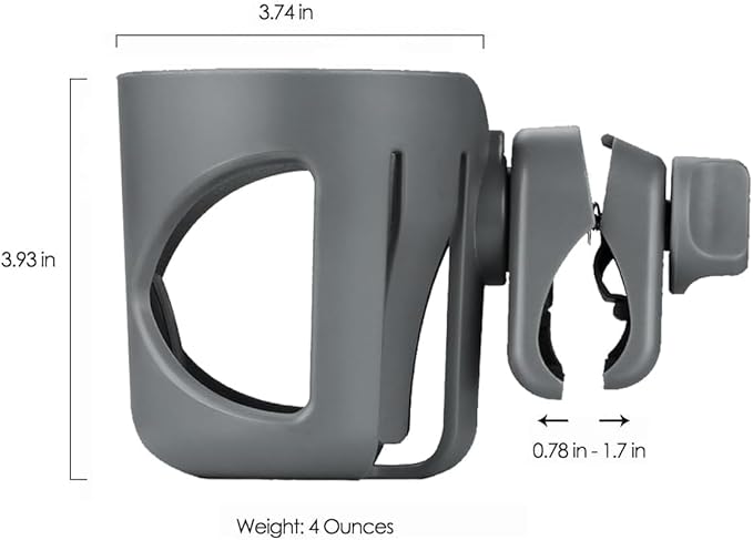 New Cup Holder Compatible with Cybex Stroller. A Solid Super Secure Fit. 360 Degrees. Anti-Shake Spill Resistant. (Gray)