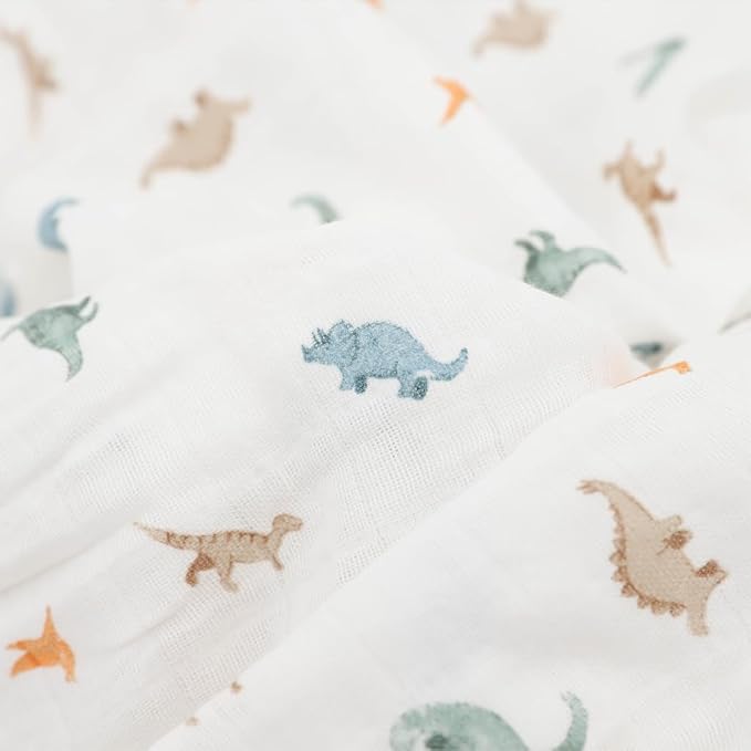 Little Unicorn Muslin Swaddle Blanket for Newborns & Infants | Soft & Breathable Fabric | Baby Blanket for Swaddling, Nursing, Shower Gifts (Little Dino)