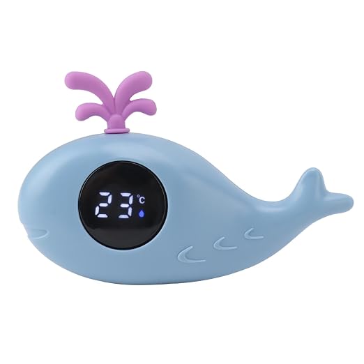 Baby Bath Thermometer Cute Whale Shape Digital Water Measurement for Newborn Parents (Blue)