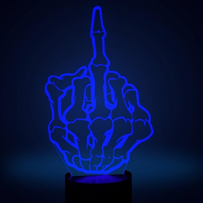 Optical Illusion 3D Middle Finger Night Light 16 Colors Changing USB Power Remote Control Touch Switch Decor Lamp LED Table Desk Lamp