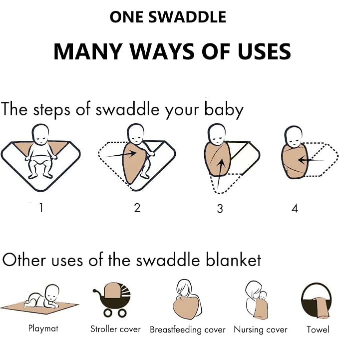 Large Jersey Knitted Swaddle Blanket for Baby, Soft Stretchy Receiving Blanket for Newborns with Hat, Baby Nursery Swaddle 47 x 47 inches(Muted Fawn)