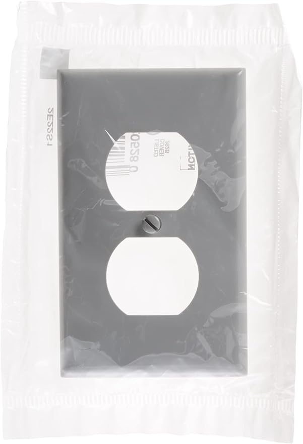 Leviton 80703-GY 1-Gang Duplex Device Receptacle Wallplate, Standard Size, Thermoplastic Nylon, Device Mount, Gray (Pack of 2)