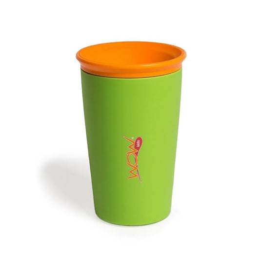 Wow Cup for Kids Original 360 Sippy Cup, Green with Orange Lid, 9 oz