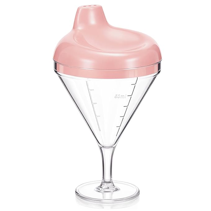 Irenare Martini Baby Wine Sippy Cup Spill Proof Plastic Cute Training Cup with Spout 2.7oz Baby Transition Goblet Beverage Milk Bottle for Kids Toddler Holiday Birthday Party Gift