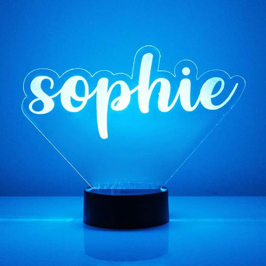 Custom Name LED Sign Night Light Lamp with Remote - Personalized Name or Image Display, Clear Acrylic Light Up Home Decor, 16 Colors & 4 Modes - Made in The USA (Style 38)