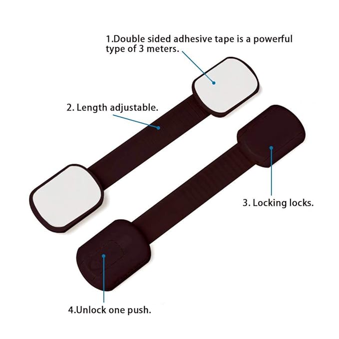 Viaky 8 Pack Brown Cabinet Locks Baby Proofing Child Safety Cabinet Locks Adjustable Straps Baby Proof Latches for Drawers Oven Refrigerator Toilet Seat Closet Cupboard